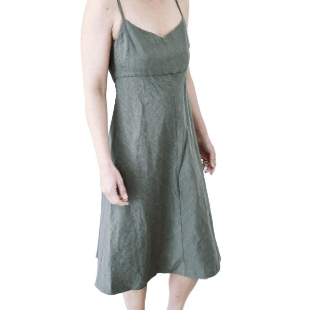 Theory Linen A-line Midi Dress Spaghetti Straps